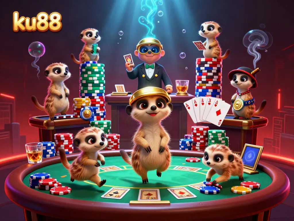 ku88 meerkats operate a colorful casino scene with poker elements and dynamic game features.